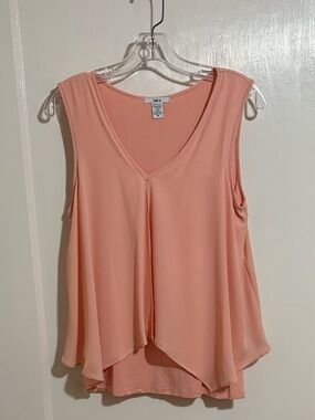 Bar III Peach Sleeveless V-Neck Layered Top Size M
